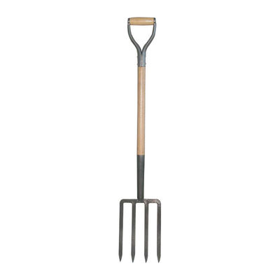 1055025 Con acero De pie Madera Y Agarre Madera Mango Planas Dientes Acero al carbono Metal Forjado Horquillas agrícolas Jardín Acero Palas Horquillas para cavar