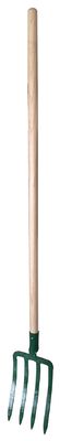 1055030 con mango de madera recta, agujas planas, de acero carbono, metal forjado, horquillas agrícolas de jardín, horquillas de excavación de acero